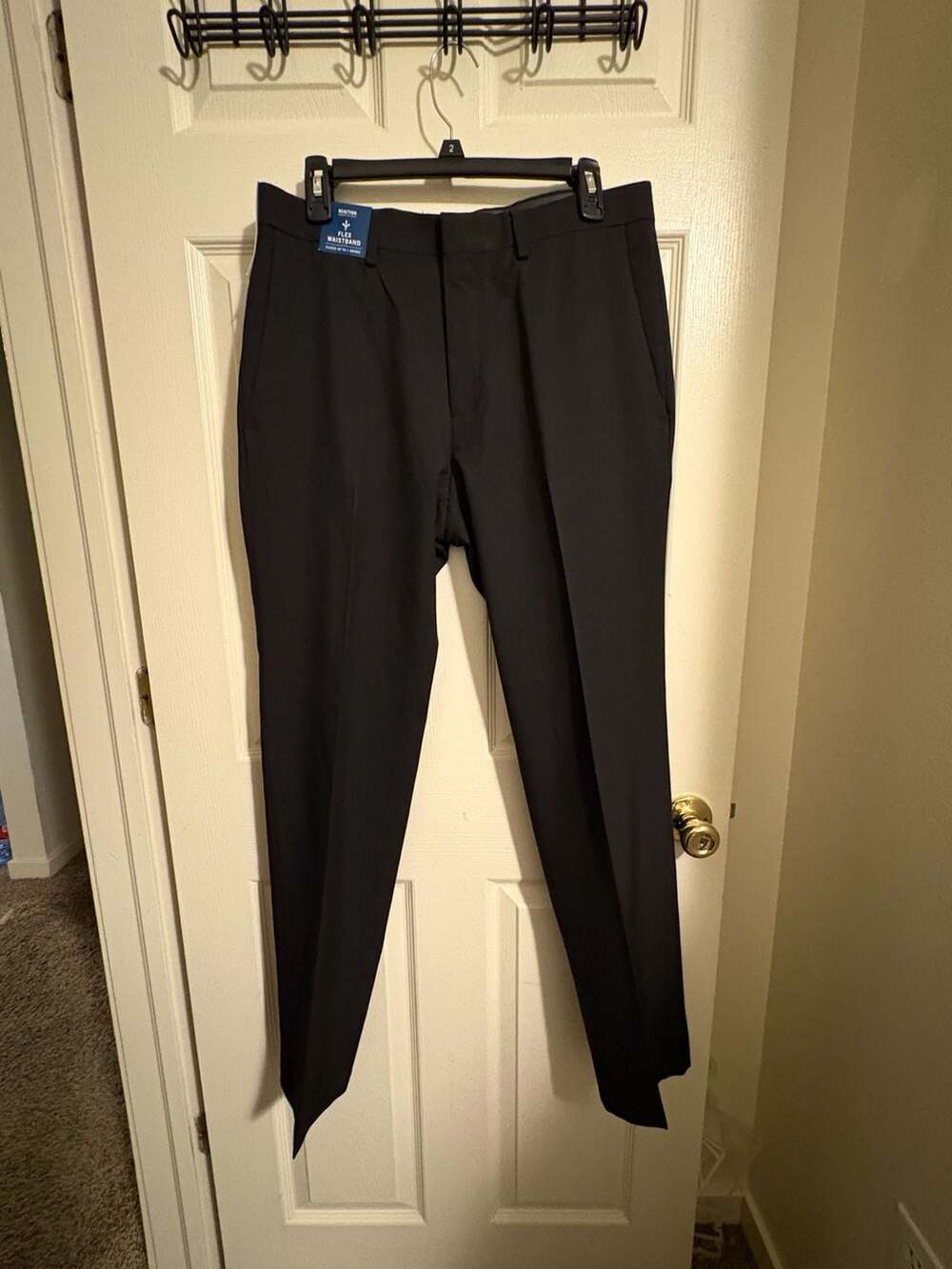 Kenneth Cole Reaction Modern Fit Recycled Trouser Pants Black 34W x 32L